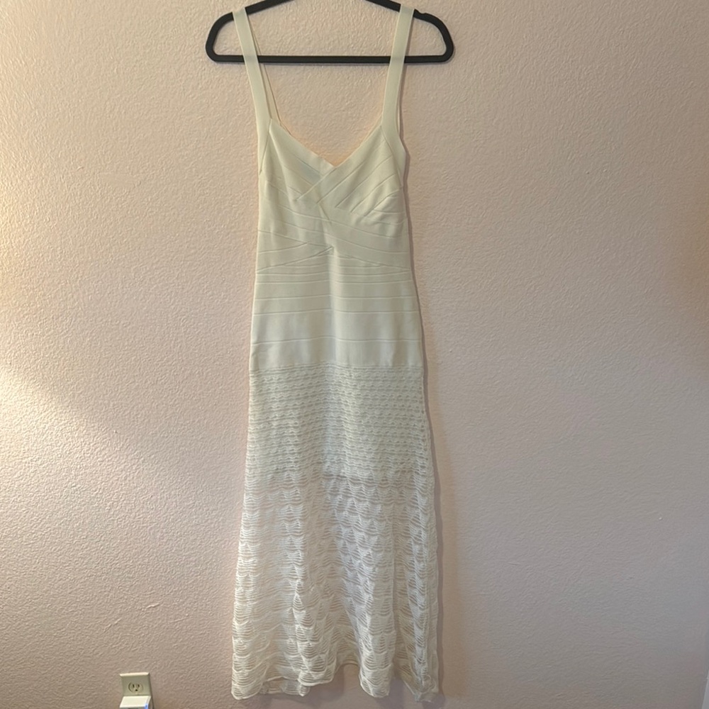 bebe Ivory Maxi Dress with Lace Skirt